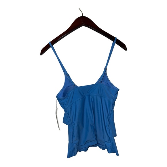 ⚡️Nicole Miller Studio Blue Three Tier Ruffle Tankini Top – Size M - Picture 2 of 3